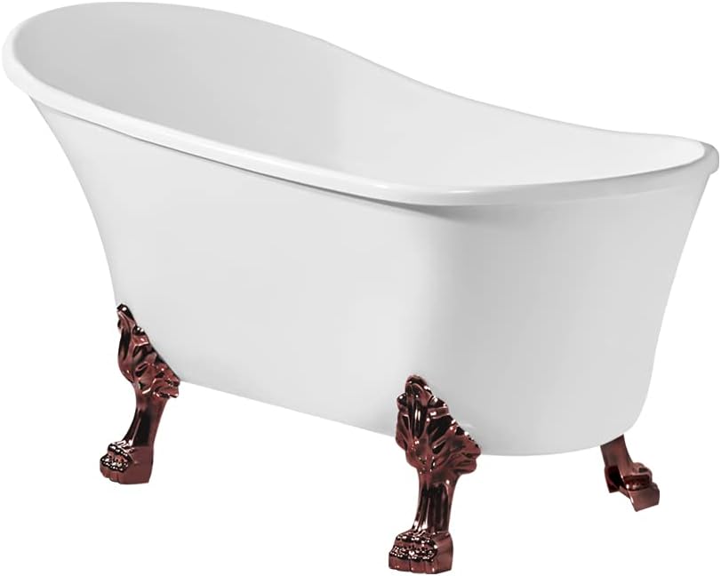 Streamline 59" Clawfoot Soaking Bathtub – Glossy White Acrylic Tub with Matte Oil Rubbed Bronze Internal Drain – Stylish Oval Design with Bamboo Tray and Black Claw Feet – 69 Gallon Capacity