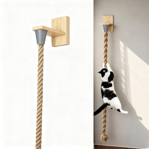 Cuerda para escalar gato montada en pared de sisal natural miniatura 3