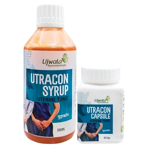 Ujwala Ayurvedashram Utracon Capsule&Utracon Syrup Combination Kit For Vaginal Infection,Incontinence,Urinary Track Infection(Uti),Manjistha,Gokharu&Pipal,Pack of 2