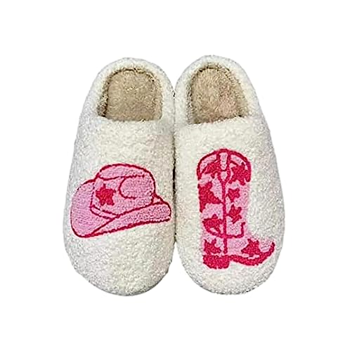 Men's Women's Animal Slippers Cat Dog Slippers Bear Love Slippers Vintage Cowboy Boots Cowboy Hat Slippers Memory Foam Plush Home Shoes Happy Face Slippers