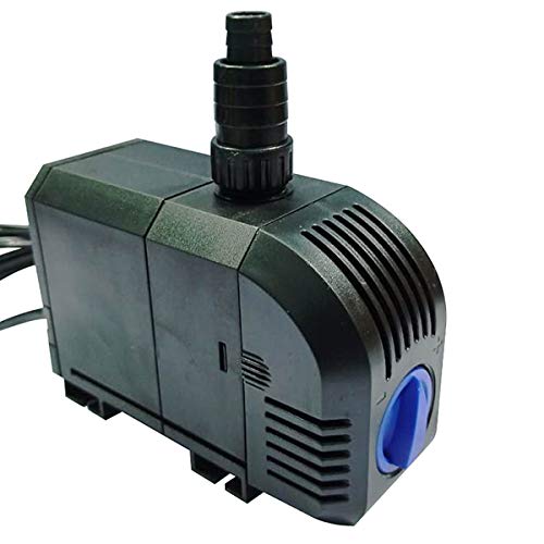 Ġenb view of the SUNSUN HJ-2500 submersible water pump, showing its black plastic casing and the water outlet nozzle on top.