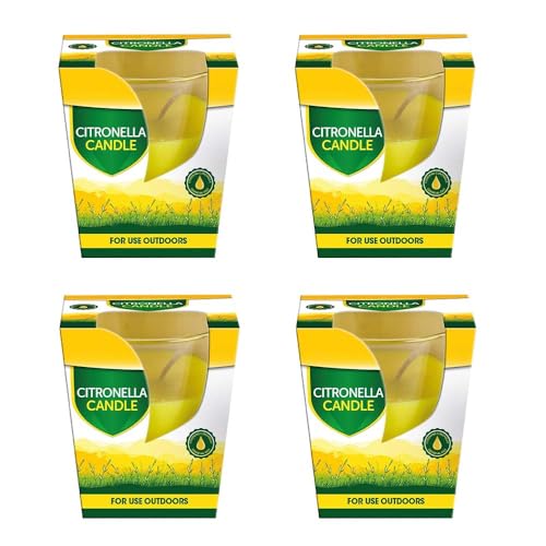 ZOPPER - 4 x Citronella Candles Glass Ideal for Mosquito Insect & Bugs Repellent Candle