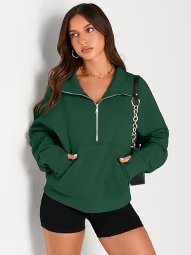 Image of AUTOMET Womens Sweatshirts Half Zip Cropped Pullover Fleece Quarter Zipper Hoodies 2026 Fall Fashion Outfits Clothes