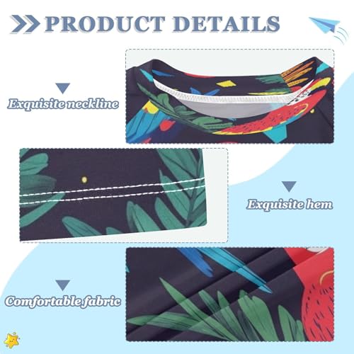 Kids Swimsuit Parrot Bird Red Sunscreen T-Shirts Swimwear Sets UPF 50+3