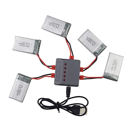 ZYGY 5PCS 3.7V 500mah Batería de Litio y Cargador 5 en 1 para SYMA X5HW X5HC RC Quadcopter Drone