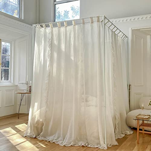 Elegante Spitze Prinzessin 4 Eckpfosten Moskitonetz Romantisch für Mädchen Frauen Bettvorhang Baldachin für Erwachsene Hochzeit Schlafzimmer Kinderzimmer Dekoration