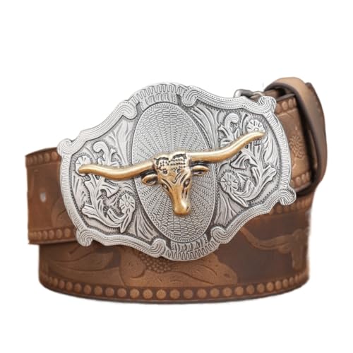 Ceinture western unisexe avec boucle festonnée bicolore cheval