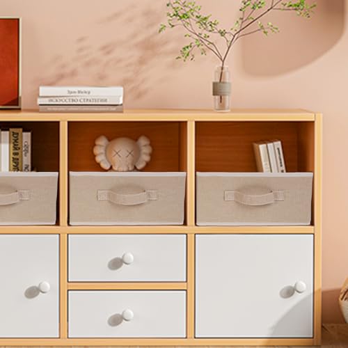 JAKAGO Fabric Storage Bins set of 4 Rectangle Storage Baskets with Handle Foldable Closet Organizer for Clothes Towel bedding Books Collapsible Clothing Container for Shelves Bedroom(Beige Low) by JAKAGO - Image 4