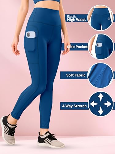 Image of Yoga Pant for Womens High Wasit Tights with Side Pocket Slim Fit Gym wear Running Sports wear Leggings Stretchable Combo Pack of 2
