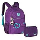 Kit Mochila Rebecca Bonbon Matelassê Corações com Estojo Box Coleção 2026 RB27014 (ROXO)