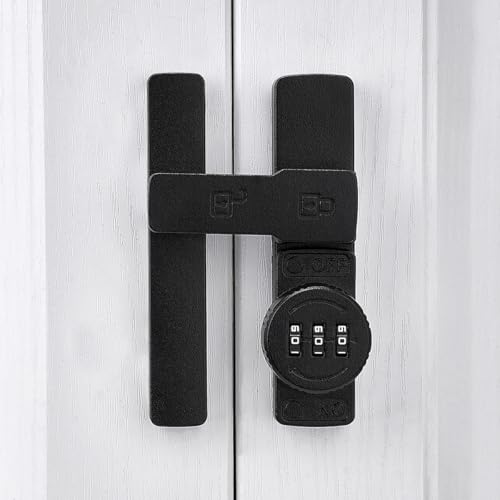 Image of INIRET Matte Black 180 Degree Barn Door Lock,Mechanical Password Lock,3 Digit Password Keyless,Flip Latch with Combination,Protect Privacy,for Barn Door,Cabinets,Windows,Garden,Bathroom