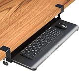 BONTEC キーボードトレイ クランプ式 後付け デスク収納 幅650mm 人間工学設計 キーボードスライダー/引き出し フルキーボード&マウス収納可能 スムーズ伸縮 耐荷重5kg 取付簡単 デスクエクステンダー オフィス 在宅ワー...