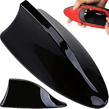 Retoo Antenna universale per auto squalo sigillo FM AM 6 cm, antenna per auto per tutte le auto, antenna per tetto corto per auto, antenna per autoradio a pinna di squalo con design sportivo