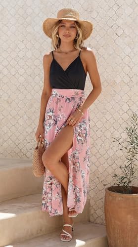 Image of Newshows Women's 2026 Lightweight Summer Wedding Guest Beach Vacation Casual V Neck Split Flowy Maxi Dress