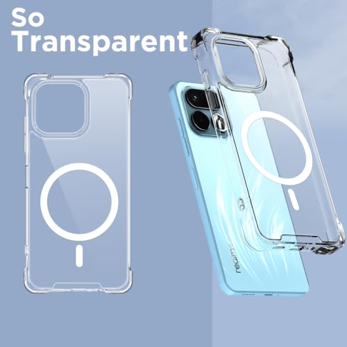 Image of Outlouders Back Cover for Realme 16T 5G | Magnetic-Safe | Transparent PC + TPU | Magnetic Support | Shockproof Protection Bumper Case (Transparent)