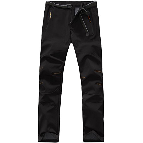 Yo-Yo2015 Mens Softshell Pants Waterproof Windproof Hiking Outdoor Soft Shell Trousers 1607 Black Large