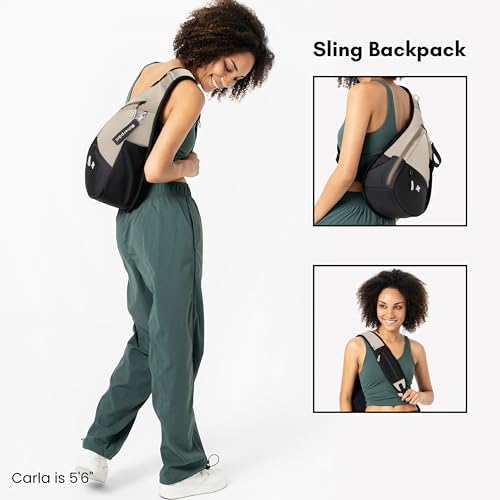 Image of Sherpani Esprit, Sling Backpack, 10L Travel Bag, Right-Handed Shoulder Sling Purse, Crossbody Backpack, Travel Gifts, RFID Protection (Con Leche Classic)