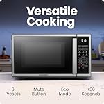 Chefman Countertop Microwave Oven 0.9 Cu. Ft. Digital Stainless Steel Microwave 900 Watt with 6 Presets, Eco Mode, Mute Option, Memory Function, Child Safety Lock, Kitchen, Home, Dorm Essentials - Image 2