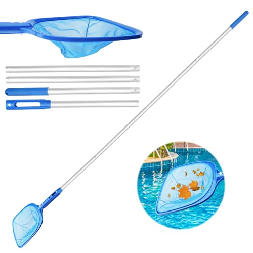 Épuisette Piscine,Nettoyage de Piscine,Filet De Nettoyage des Feuilles De Piscine Écumoire à Mailles Fines avec Râteau Télescopique pour Piscine Jardin étang Fontaine Baignoires