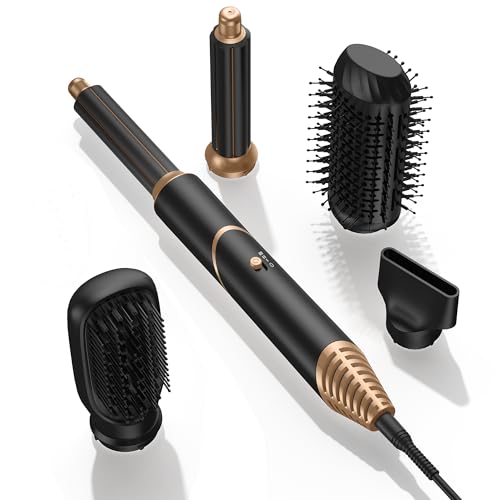 5 in 1 Haartrockner Styler Airstyler mit Air Lockenstäbe Straightening Pinsel Nozzle Ionische Haarblume Trockner mit 5 Haarstyling-Tools Haarstyler Pinsel für Styling Frauen Gifts Set, Schwarz