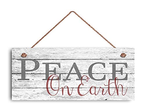 Peace ON Earth Sign Christmas Sign Rustic Holiday Decor Holiday Wall Hanging Door Hanging Signs Hanging Plaque Wood Sign Wood Sign 5x10 in