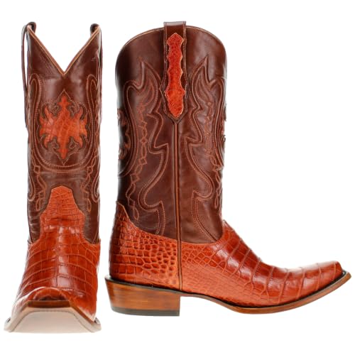Image of Vaccari Men's Travis Genuine American Alligator Belly Leather Western Cowboy Boots