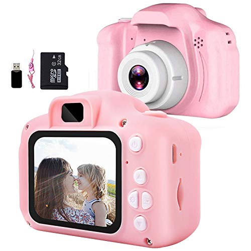 Kids Toys Children Digital Camera, Video Recorder 1080P with 32GB SD Card Birthday Gifts for 3-9 Year Old Toddler (Pink)