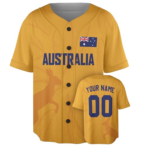 Camiseta personalizada de béisbol Australia - Camiseta deportiva de orgullo australiano con nombre y número miniatura 1