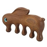PACKOVE Holz Massagekamm mit Zähnen Niedliches Kaninchen Design für Kopfhautmassage aus Natürlichem Grünem Sandelholz Kompakt und Tragbar