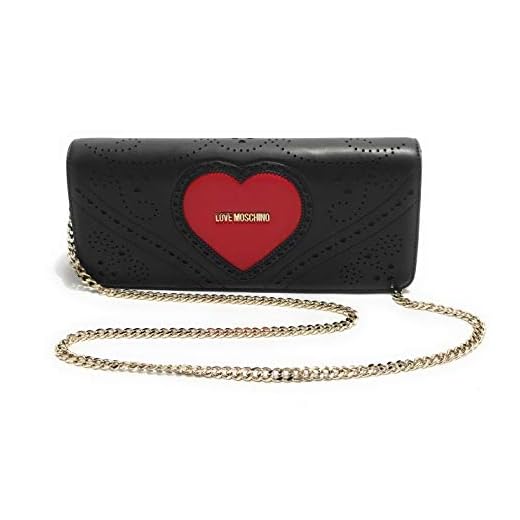 Love Moschino Damer Jc4220pp0a handväska, 5,5 x 14 x 30 centimeter (B x H x L), Svart (svart röd) - 5.5x14x30 Centimeters (W x H x L)