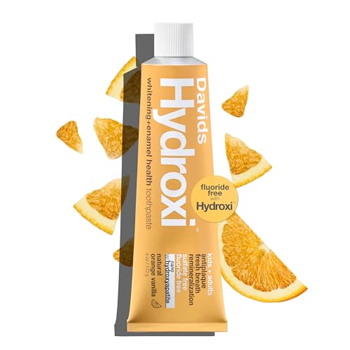Image of Davids Hydroxi Fluoride Free Nano Hydroxyapatite Toothpaste for Enamel Health & Whitening, Antiplaque, SLS Free, Kid Friendly Orange Vanilla Flavor, 4 oz, Made in USA