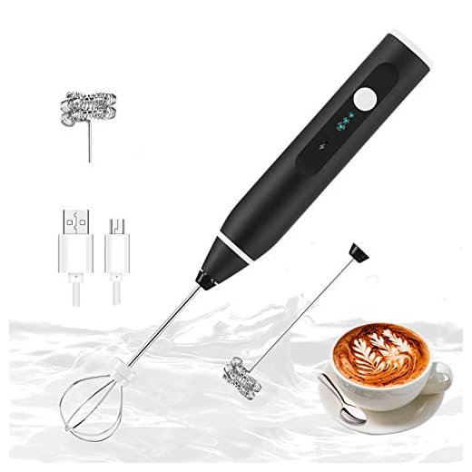 Handheld Milk Frother, BHUATO Electric Foam Maker Egg Beater USB Rechargeable Hand Mixer 3 Speed Mini Whisk Drink Blender Frother for Bulletproof Coffee Hot Chocolate Cream Latte Matcha Cappuccino