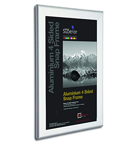 Stewart Superior 30 x 40 Aluminium 4 Sided 32mm Front Loading Picture/Poster Snap Frame - Silver