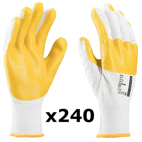 FERTIGER work gloves perfect for pavers and bricklayers, paving, for people handling blocks, bricks, construction gloves, gloves for building, gloves for construction (240 Pairs, 10