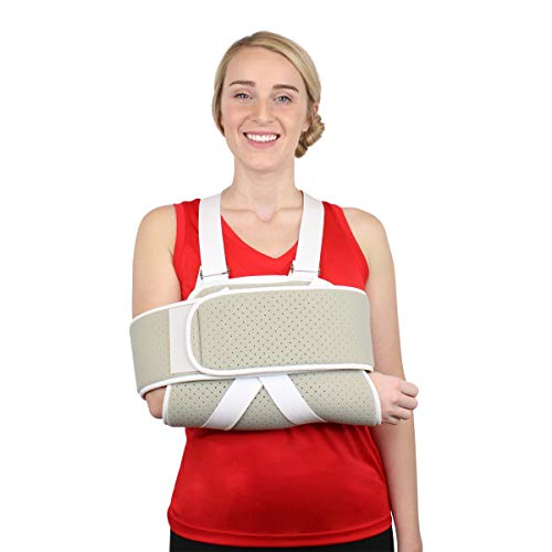 Adjustable Foam Arm Sling Shoulder Immobilizer - Use While Sleeping Support for Rotator Cuff, Broken and Fractured Bones, Sprains, Strains, Tears, Post Surgery & Dislocations by Brace Direct