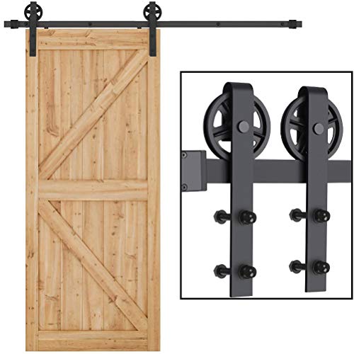 6.6ft Sliding Barn Door Hardware Kit, Dedoot Heavy Duty Single Door Rails, Smoothly and Quietly, Easy to Install, Fit 36\"-40\" Wide Door Panel (Big Wheel)