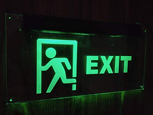 Acrylic EXIT Glow Sign Board with LED Lights, Size 10 x 6.5 inch, Direction-None, from Aarushi Creations (1 Year Warranty)