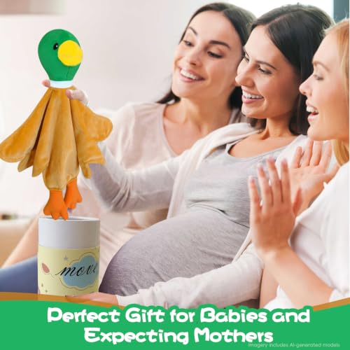 Image of Baby Security Blanket, Soft Baby Lovey Toy Blanket for Boys and Girls, Snuggle Toy Lovie Newborn Gift, Unisex Nursery Bed Blankets Green Duck15 Inch