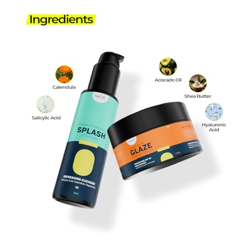 Image of Post Headshave Care Essentials Duo for Men | Splash (Scalp & Face Wash) 100ml, Glaze (Scalp & Face Moisturizer Sunscreen SPF 30) 100g | Shaved Skin & Head Shave
