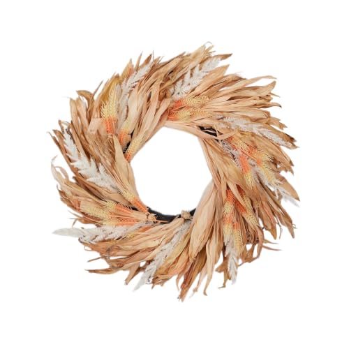 FLOROAD Fall Corn Husk & Wheat Wreath for Front Door 24 Inch, Farmhouse Style Rustic & Minimalist Autumn Wreath, Fall Harvest Decor for Home Porch Door Wall Indoor/Outdoor