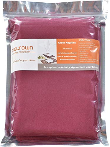 Cieltown Polyester Cloth Napkins 1-Dozen, Solid Washable Fabric Napkins Set Of 12, Perfect For Weddings, Parties, Holiday Dinner (20 X 20-Inch, Burgundy) #TOP6