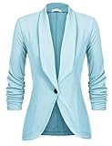  Unibelle Damen Blazer Cardigan Dünn 3/4 Längere Elegant Leicht Bolero Jacke Blazer Slim Fit Anzug Trenchcoat , Aa-hellblau, 42(Herstellergröße:XL)