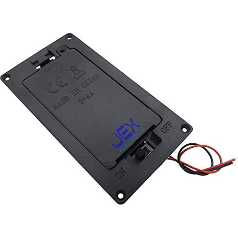 Jex Electronics Two/2X AA Panel Mount DIY Battery Holder Case Box 3V with Power Switch & Wire Cover