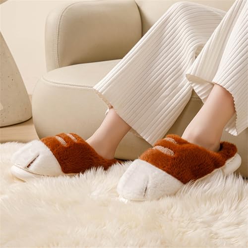 Image of Cat Paw Slippers - Unisex Adults & Kids - Beige - Slip-On - Plush & Memory Sponge Interior - Anti-Slip EVA Sole - Washable - Home Slippers