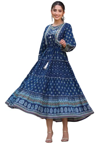 Image of Juniper Women's Navy Printed Tiered Dress