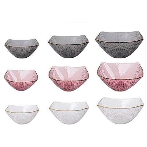 Ciotola per Insalata Insalata di Vetro Ciotola Oro Placcato Bordo in Vetro Trasparente Ciotola di Vetro Dessert Snack Dessert Frutta e Verdura Ciotola Forniture di Cucina Insalatiera(A,L)