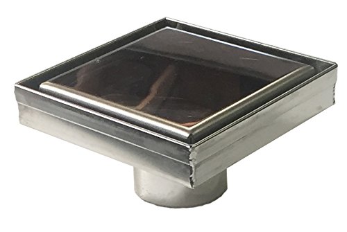 SereneDrains Stainless Steel Square Shower Floor Drain Tile Insert 5" with Rubber Fitting