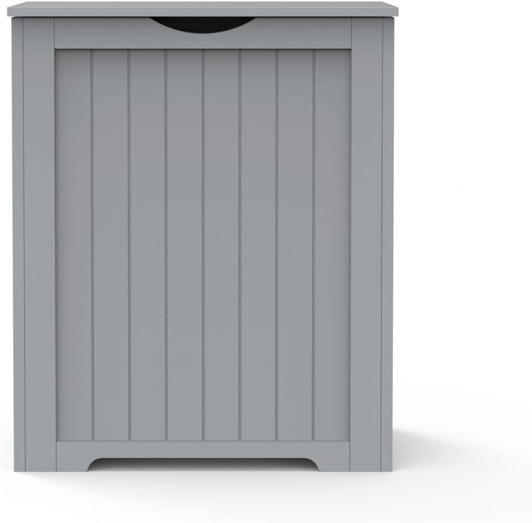 Hygrad Built To Survive Grey Large Wooden Shaker Style Laundry Toys Clothes Bin Basket Hamper Storage White Box Bathroom Linen Clothes Basket Cabinet (Grey)