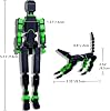 Set de figuras de acción T13 3D, Titan 13, Dummy 3D impreso, robot multiarticulado con articulación completa para coleccionistas y escritorio (ensamblado, figura negra + verde + perro) 4