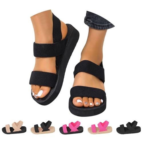Nlaayong Sandales Femme Backstrap Été à Plateforme Compensées Confortable Sandales à Bout Ouvert de Plage